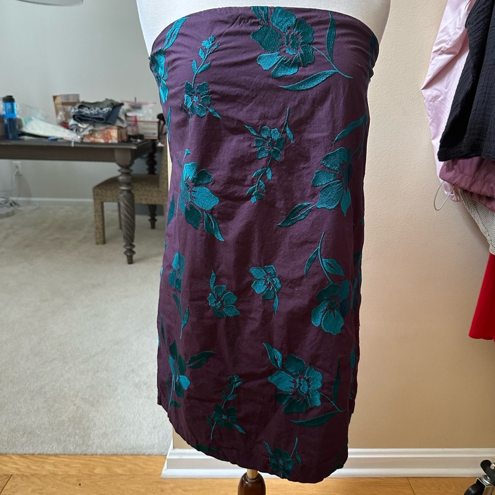 Free People Sonja Strapless Boho Mini Dress Aubergine Embroidered Size M